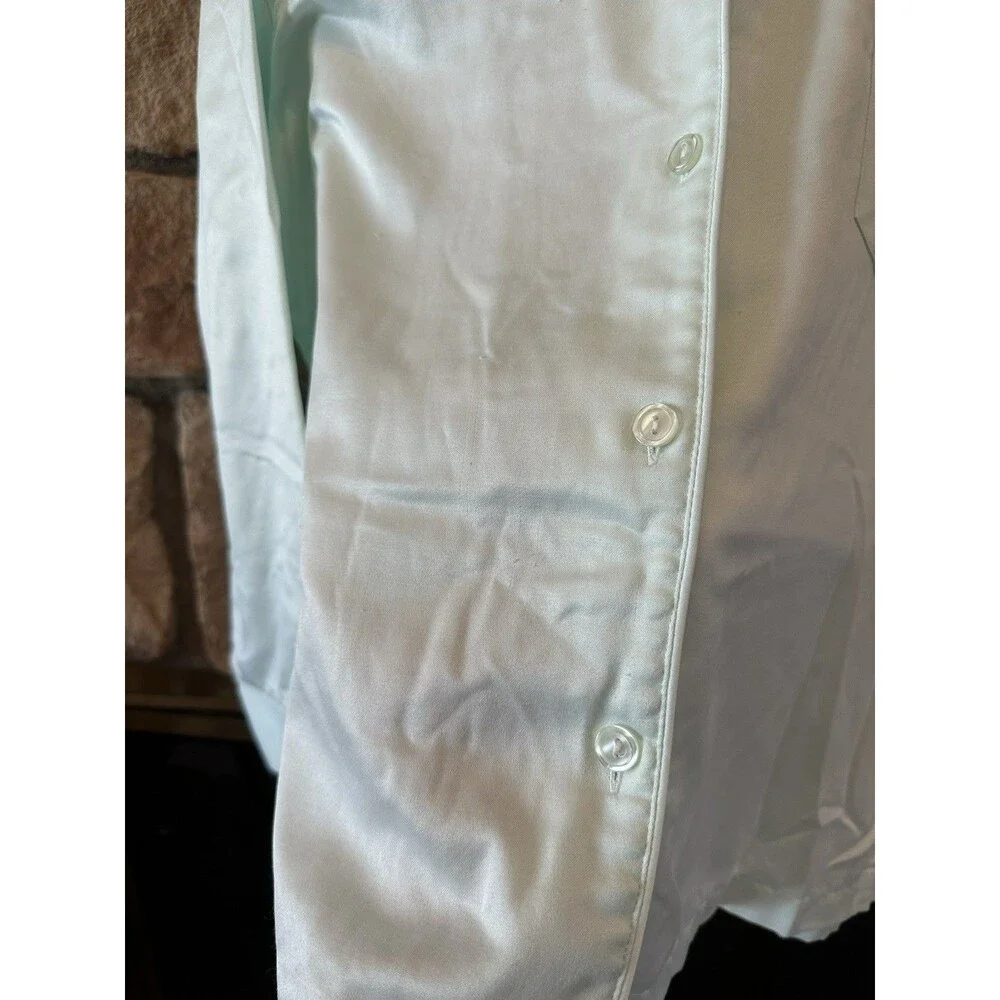 VTG Miss Elaine Satin Pajamas Long Sleeve Set Pants Top L Mint Pastel Green 2Pc